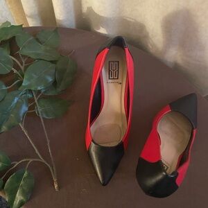 My color, red and black high heels by signature
